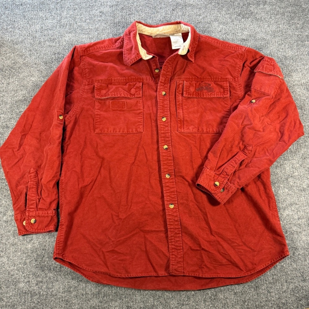 Natural Gear Button Down Utility Shirt 100% Cotton Red Size 2XL Gorpcore